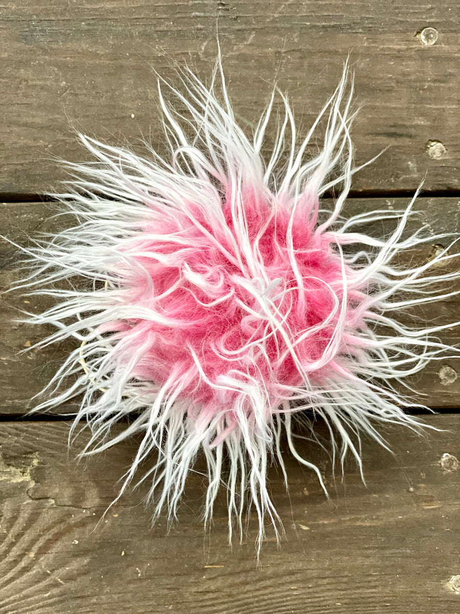 APOLLO Soft Pink Peach Grey Faux Fur Poms – GypsyDreamerCrochet