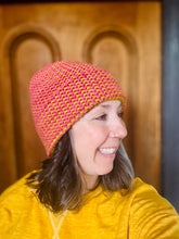 Load image into Gallery viewer, Luxury women's hand knit winter beanie pink gold color wool slow fashion gift