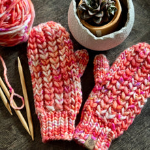 Load image into Gallery viewer, Luxury Hand knit wool mittens orange hygge classy women adult warm winter fashion soft teens valentine gift