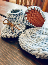 Load image into Gallery viewer, Luxury newborn bonnet booties set heirloom crochet knit merino baby shower gift new mom cute