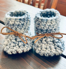 Load image into Gallery viewer, Luxury newborn bonnet booties set heirloom crochet knit merino baby shower gift new mom cute