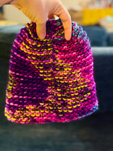 Load image into Gallery viewer, Luxury women's hand knit winter beanie rainbow color wool slow fashion gift