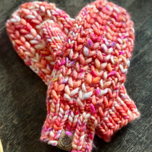 Load image into Gallery viewer, Luxury Hand knit wool mittens orange hygge classy women adult warm winter fashion soft teens valentine gift