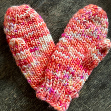 Load image into Gallery viewer, Luxury Hand knit wool mittens orange hygge classy women adult warm winter fashion soft teens valentine gift