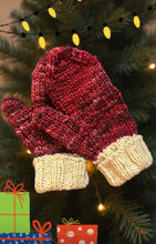 Load image into Gallery viewer, Luxury Hand knit wool mittens red Christmas gift hygge classy women adult warm winter fashion soft teens valentine gift
