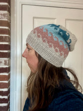 Load image into Gallery viewer, Luxury women's hand knit beanie lightweight beach waves color alpaca linen wool slow fashion gift