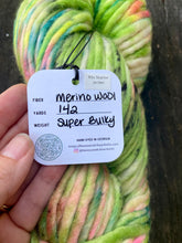 Load image into Gallery viewer, Honey and Clover Knits hand dyed merino wool yarn colorful indie yarn super bulky 90s Starter Jacket