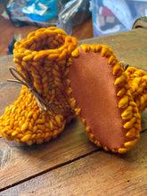 Load image into Gallery viewer, Luxury baby infant pumpkin beanie knit hat merino bootie set baby shower gift new mom cute