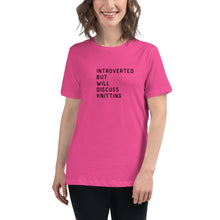 Load image into Gallery viewer, Introverted but will discuss knitting Women's Relaxed T-Shirt