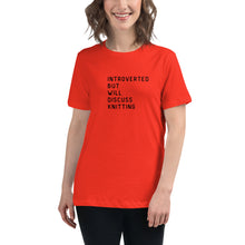 Load image into Gallery viewer, Introverted but will discuss knitting Women's Relaxed T-Shirt