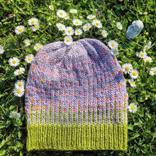 Load image into Gallery viewer, The Happiest of Hats Knitting PATTERN color work flowers baby to adult sizes