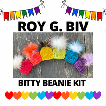 Load image into Gallery viewer, Bitty Beanies KNITTING KIT to make 5 bitty beanies super bulky gift holiday xmas winter