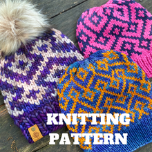 Load image into Gallery viewer, Here's Looking at You Beanie Knitting PATTERN colorwork fair isle