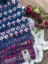 Load image into Gallery viewer, The Happiest of Hats Knitting PATTERN color work flowers baby to adult sizes