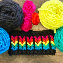 Load image into Gallery viewer, The Heartbreaker Earwarmer with bonus coffee cozy digital knitting super bulky PATTERN