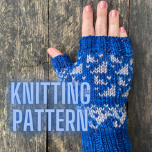 Load image into Gallery viewer, The Feeding Frenzy Fingerless Mitts Knitting PATTERN color work sharks waves