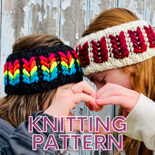 Load image into Gallery viewer, The Heartbreaker Earwarmer with bonus coffee cozy digital knitting super bulky PATTERN