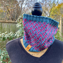 Load image into Gallery viewer, The Find Your Way Cowl hand knit women's luxury neck warmer 100% merino wool