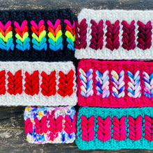 Load image into Gallery viewer, The Heartbreaker Earwarmer with bonus coffee cozy digital knitting super bulky PATTERN