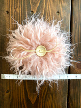 Load image into Gallery viewer, MADE TO ORDER Fun and funky blush pink crimped faux fur pom pom with wooden button