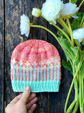 Load image into Gallery viewer, The Happiest of Hats Knitting PATTERN color work flowers baby to adult sizes