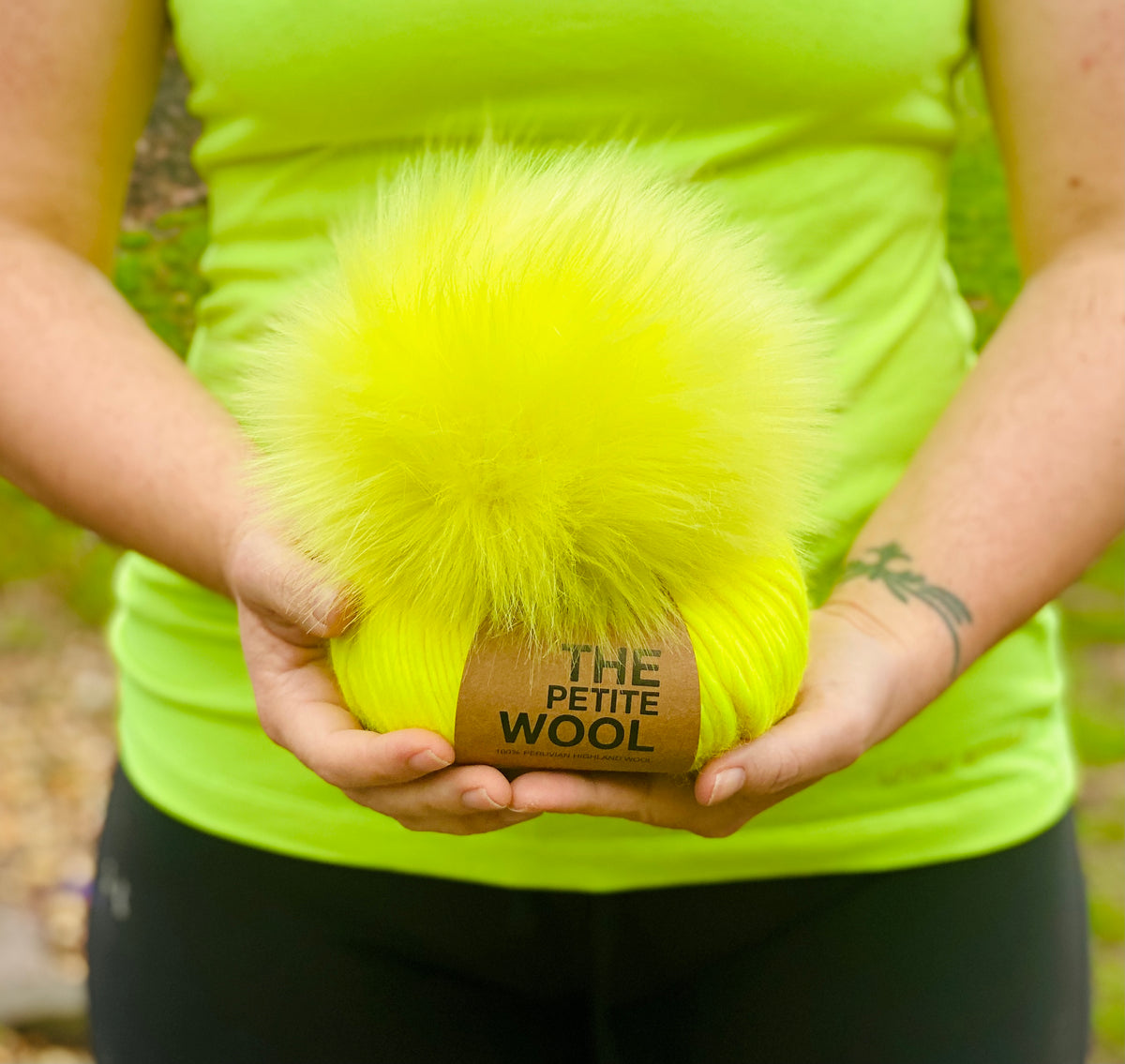 MADE TO ORDER Fun and funky rainbow blue purple faux fur pom pom with  wooden button