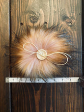Load image into Gallery viewer, MADE TO ORDER Fun and funky pink light brown tips faux fur pom pom with wooden button