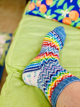 Load image into Gallery viewer, Find Your Way Back into Society Socks Knitting PATTERN mosaic colorwork