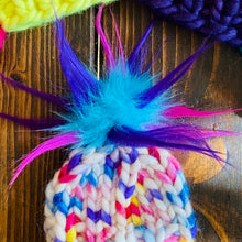 Load image into Gallery viewer, MADE TO ORDER Pack of 5 Bitty Beanie poms green brown silver cream teal purple wild