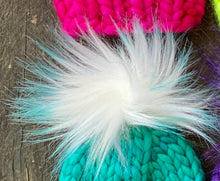 Load image into Gallery viewer, MADE TO ORDER Pack of 5 Bitty Beanie poms green brown silver cream teal purple wild
