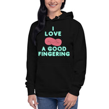 Load image into Gallery viewer, MADE TO ORDER I love a good fingering funny yarnie yarn lover knitting crochet maker hoodie fiber artist