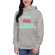 Load image into Gallery viewer, MADE TO ORDER I love a good fingering funny yarnie yarn lover knitting crochet maker hoodie fiber artist