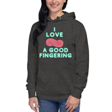 Load image into Gallery viewer, MADE TO ORDER I love a good fingering funny yarnie yarn lover knitting crochet maker hoodie fiber artist