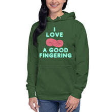 Load image into Gallery viewer, MADE TO ORDER I love a good fingering funny yarnie yarn lover knitting crochet maker hoodie fiber artist
