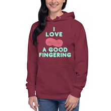 Load image into Gallery viewer, MADE TO ORDER I love a good fingering funny yarnie yarn lover knitting crochet maker hoodie fiber artist