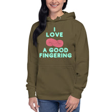Load image into Gallery viewer, MADE TO ORDER I love a good fingering funny yarnie yarn lover knitting crochet maker hoodie fiber artist