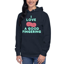 Load image into Gallery viewer, MADE TO ORDER I love a good fingering funny yarnie yarn lover knitting crochet maker hoodie fiber artist