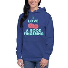 Load image into Gallery viewer, MADE TO ORDER I love a good fingering funny yarnie yarn lover knitting crochet maker hoodie fiber artist
