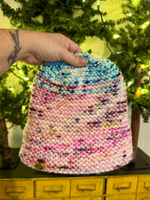 Load image into Gallery viewer, Luxury women's hand knit winter beanie rainbow color wool slow fashion gift
