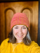 Load image into Gallery viewer, Luxury women's hand knit winter beanie pink gold color wool slow fashion gift
