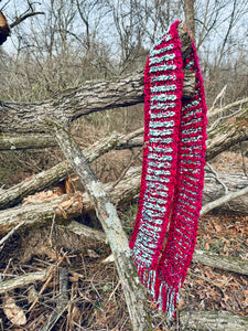 Luxury hand knit scarf gorgeous chunky big warm slow fashion hot pink fringe