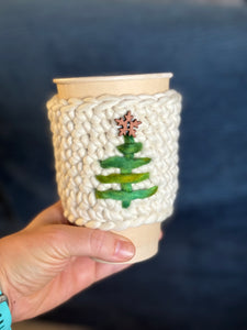 Coffee cozies sweaters gifts cute Xmas tree