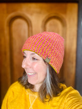 Load image into Gallery viewer, Luxury women's hand knit winter beanie pink gold color wool slow fashion gift
