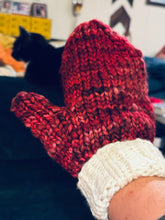 Load image into Gallery viewer, Luxury Hand knit wool mittens red Christmas gift hygge classy women adult warm winter fashion soft teens valentine gift

