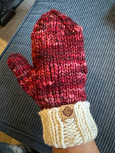 Load image into Gallery viewer, Luxury Hand knit wool mittens red Christmas gift hygge classy women adult warm winter fashion soft teens valentine gift
