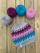 Load image into Gallery viewer, The Seascape Beanie Knitting PATTERN colorwork fair isle ocean waves dk weight
