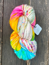 Load image into Gallery viewer, Honey and Clover knits hand dyed merino wool yarn colorful indie yarn super bulky Discotheque
