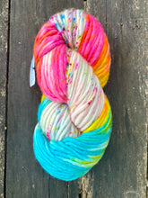 Load image into Gallery viewer, Honey and Clover knits hand dyed merino wool yarn colorful indie yarn super bulky Discotheque
