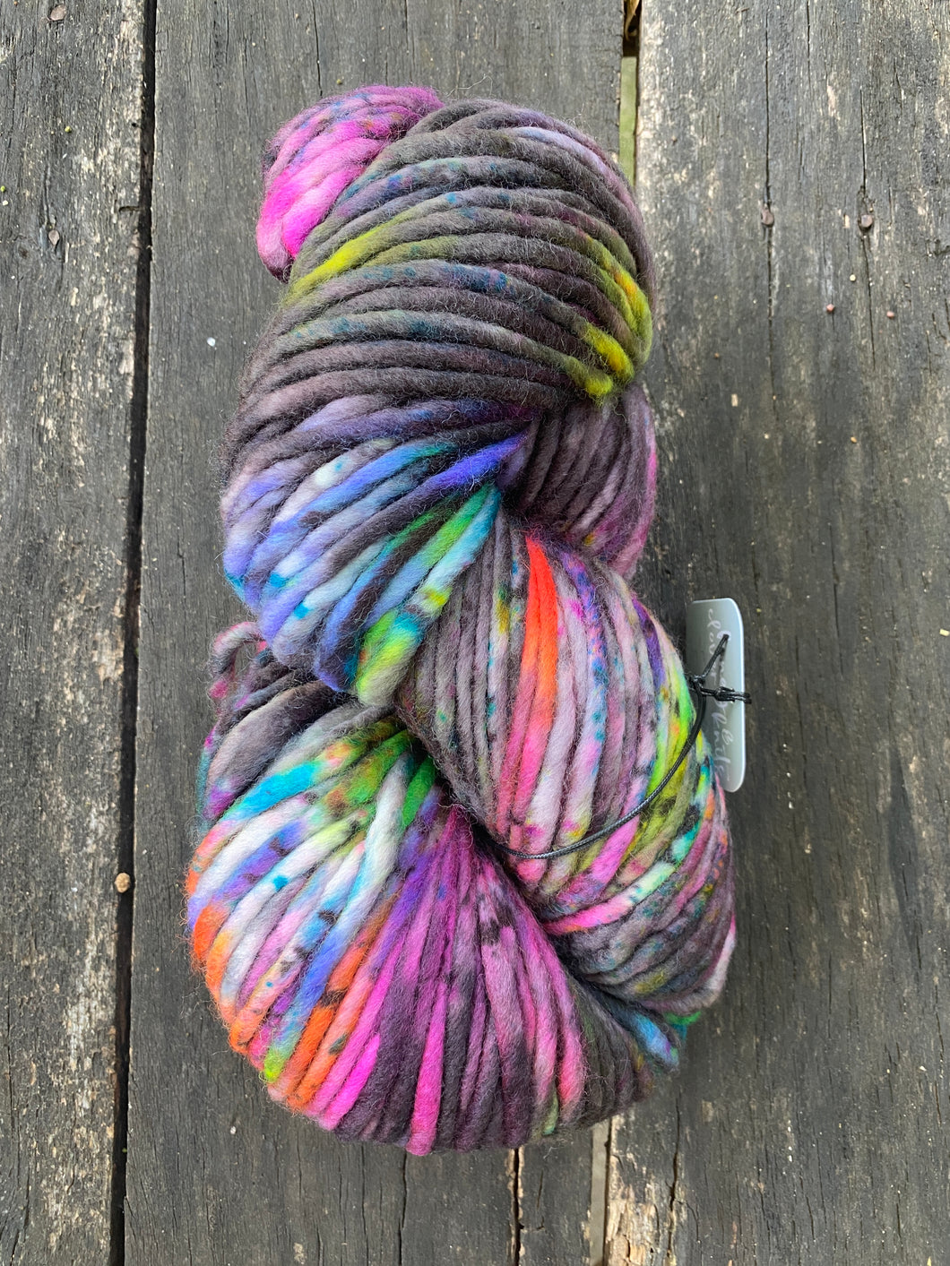 Honey and Clover Knits hand dyed merino wool yarn colorful indie yarn super bulky Rave