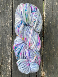Honey and Clover Knits hand dyed merino wool yarn colorful indie yarn super bulky Cloudy with a Chance of Magic